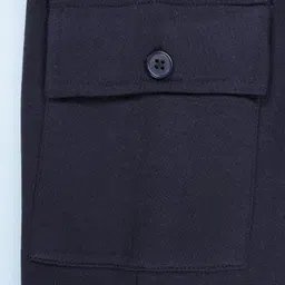 Kiddopanti Fleece Knit Solid Cargo Track Pants - Navy image 4