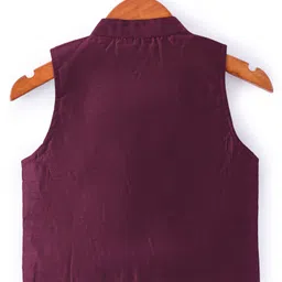 Babyoye Woven Full Sleeves Kurta & Pajama Set with Embroidered Jacket - Teal Blue image 4