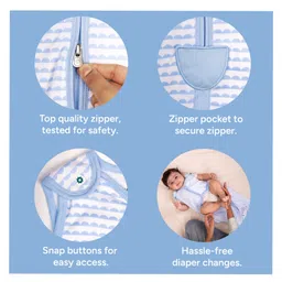 NINTARA BABY Lightweight, 100% Organic Cotton 0.5 TOG Extra Large Sleep Sack Pack of 1 - Bumpy Skies image 4