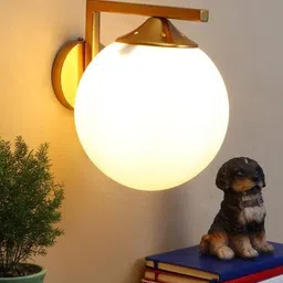KINIS Gold-Toned & White Quirky Spherical Shaped Wall Lamp image 3