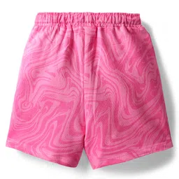 Pine Kids Marvel Single Jersey Knit Half Drop Shoulder Sleeves Oversized Crop T-Shirt & Shorts Set with Avengers Graphics & Reversible Sequin - Pink image 5