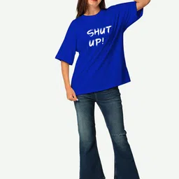 STATUS MANTRA Women Typography Printed Bio Finish Applique T-shirt image 3