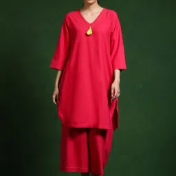 Jaipur Kurti Pink Solid Kurta with Palazzo image 1