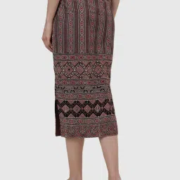 Fabindia Brown Cotton Printed Pencil Skirt image 2
