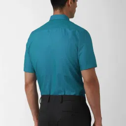 Peter England Blue Regular Fit Texture Shirt image 2