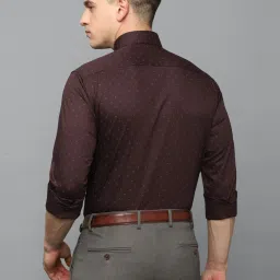 Louis Philippe Maroon Cotton Regular Fit Printed Shirt image 2