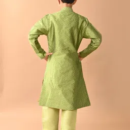 LilPicks Kids Green Embroidered Full Sleeves Kurta With Pyjamas image 2