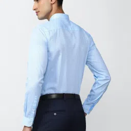 Peter England Blue Cotton Slim Fit Printed Shirt image 2