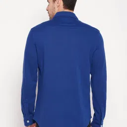 CLUB YORK Men Royal Blue Solid Collar Shirt image 2