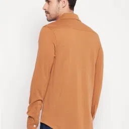 CLUB YORK Men Khaki Solid Collar Shirt image 2