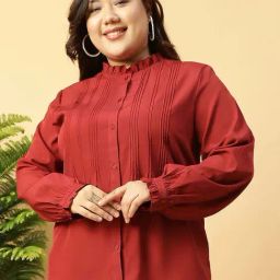 Oxolloxo Maroon Regular Fit Plus Size Shirt-picture-44