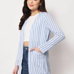 Trend Arrest Blue & White Striped Shrug image 3