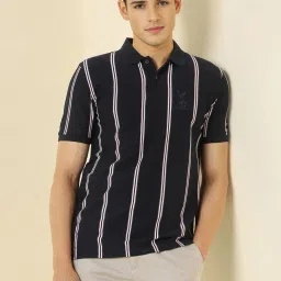 Allen Solly Navy Regular Fit Stripes Polo T-Shirt image 1
