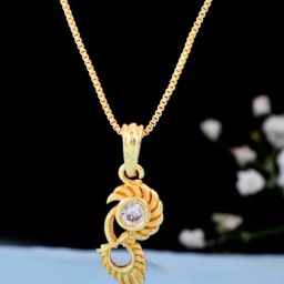 VOJ Gold Plated Designer AD Studden Pendant With Chain-picture-45