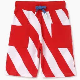 United Colors of Benetton Kids Red & White Cotton Striped Shorts-image-36