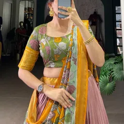 PAYAL CREATION Embroidered Ready to Wear Lehenga & Semi-Stitched Blouse With Dupatta image 2