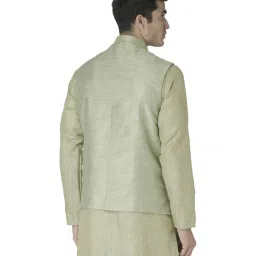 Tabard Green Regular Fit Solid Nehru Jacket image 2