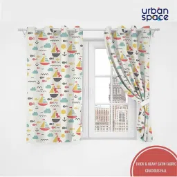 Urban Space Multicolor Polyester Door Curtain With Tieback & Eyelet image 2