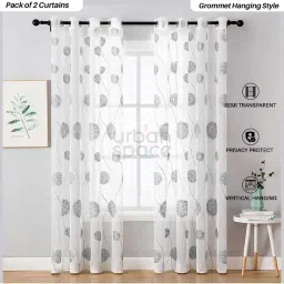 Urban Space Grey Polyester Door Curtain With Tieback & Eyelet - Set of 2 image 2