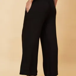 Globus Black Flared Fit High Rise Trousers image 2