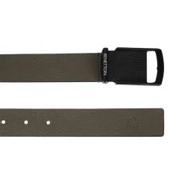 United Colors of Benetton Olive Green Textured Leather Casual Belt for Men image 2