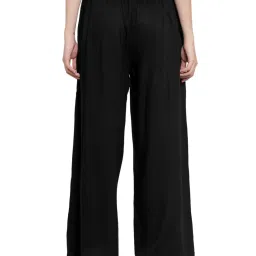 PATRORNA Black Mid Rise Relaxed Fit Retro Palazzos image 2