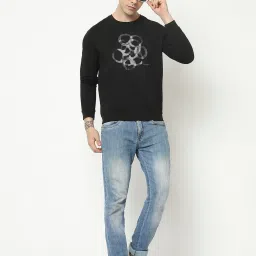 Crimsoune Club Black Regular Fit Printed Sweatshirt image 5