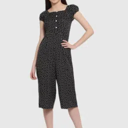 Style Quotient Black Polka Dot Print Jumpsuit-image-11