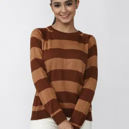 Forever 21 Brown Striped Pullover image 1