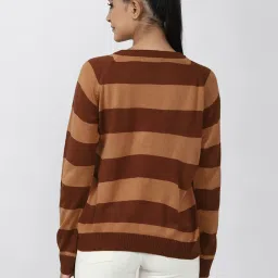 Forever 21 Brown Striped Pullover image 2