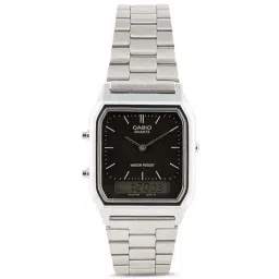 Casio Vintage AQ-230A-1DHDF Black Analog-Digital Dial Silver Stainless Steel Band AD01-picture-12