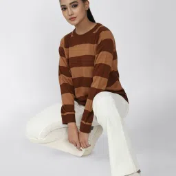 Forever 21 Brown Striped Pullover image 4