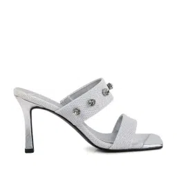 London Rag Women's Diamante Adorned White Stilettos image 1