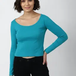Forever 21 Blue Cotton Regular Fit Crop Top-picture-18
