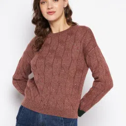 MADAME Brown Textured Sweater-image-50