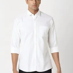 Peter England White Slim Fit Printed Shirt image 1