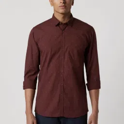 Peter England Maroon Slim Fit Printed Shirt image 1