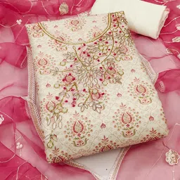 SAINOOR Floral Printed Beads & Stones Modal Cotton Semi-Stitched Dress Material-picture-17