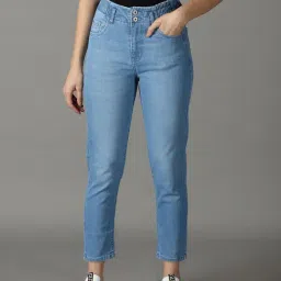 SHOWOFF Blue Boyfriend Fit High Rise Jeans-image-81