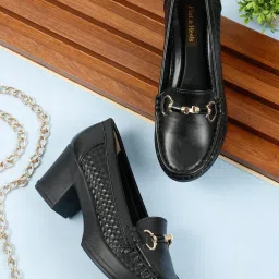 Flat n Heels Women's Black Pump Loafers image 1