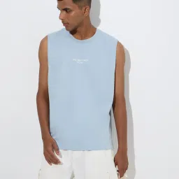 studiofit men Studiofit by Westside Light Blue Relaxed-Fit Cotton-Blend T-Shirt image 1