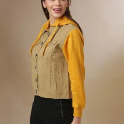 Campus Sutra Mustard Other Print Jacket image 3