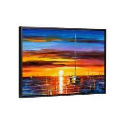 Art Street Calm Sunset Landscape Printed Multicolor Engineered Wood Wall Art image 2