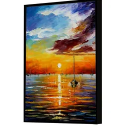 Art Street Calm Sunset Landscape Printed Multicolor Engineered Wood Wall Art image 2