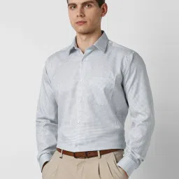 Van Heusen Blue Cotton Regular Fit Checks Shirt image 1