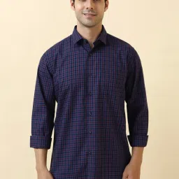Allen Solly Navy Cotton Slim Fit Checks Shirt image 1