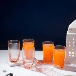 Luminarc Eiffel Salmon Pink Highball Water & Juice Glass - Set of 6 (350 ml) image 1