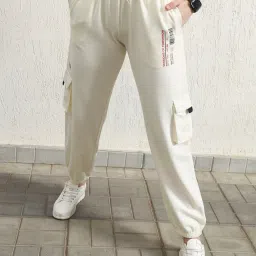 Hubberholme White Cotton Graphic Print Joggers image 1