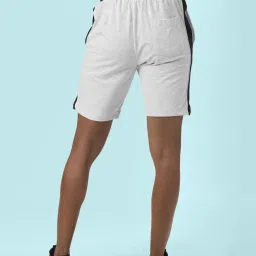 Ajile By Pantaloons Grey Melange Cotton Slim Fit Striped Shorts image 2