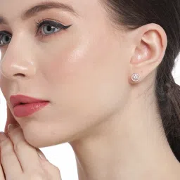 zavya Radiant Blooms Rose Gold Plated 925 Sterling Silver Cubic Zirconia Stud Earrings image 2